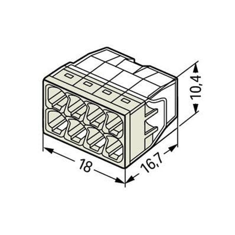Pack de 50 Bornes WAGO 2273-208 - 8 x 0,5 à 2,5mm²