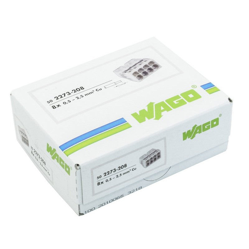Pack de 50 Bornes WAGO 2273-208 - 8 x 0,5 à 2,5mm²
