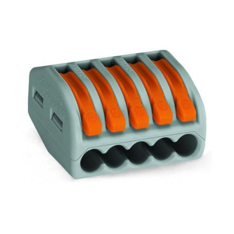 Pack de 50 bornes de connexion rapide a levier WAGO 5 entrées fil souple et rigide - S222