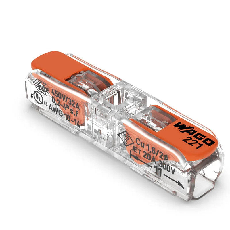 Pack de 60 Bornes à levier WAGO 221-2411 - 2 x 4 mm²