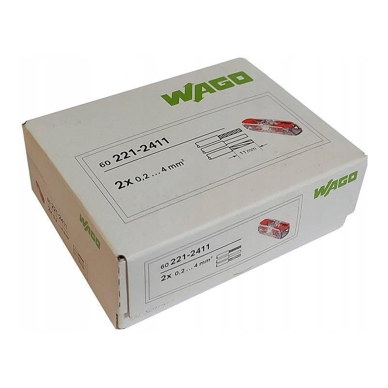 Pack de 60 Bornes à levier WAGO 221-2411 - 2 x 4 mm²