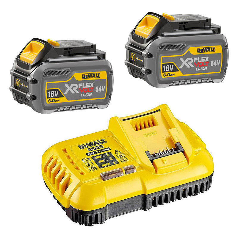 Pack DEWALT DCB118T2-QW FLEXVOLT avec chargeur DCB118 et 2 batteries 6,0 Ah 54V DCB546