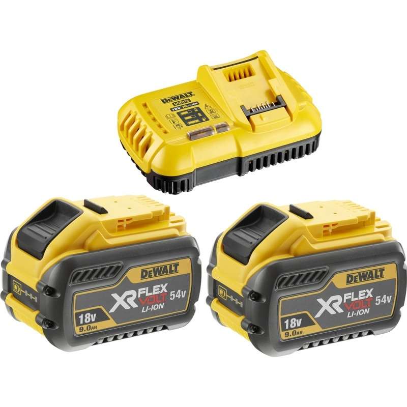 Pack DEWALT DCB118X2-QW FLEXVOLT avec chargeur DCB118 et 2 batteries 9,0 Ah / 54V DCB547