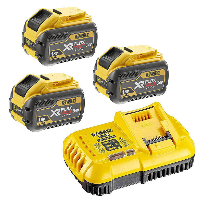 Pack DEWALT DCB118X3-QW FLEXVOLT avec chargeur DCB118 et 3 batteries 9,0 Ah / 54V DCB547