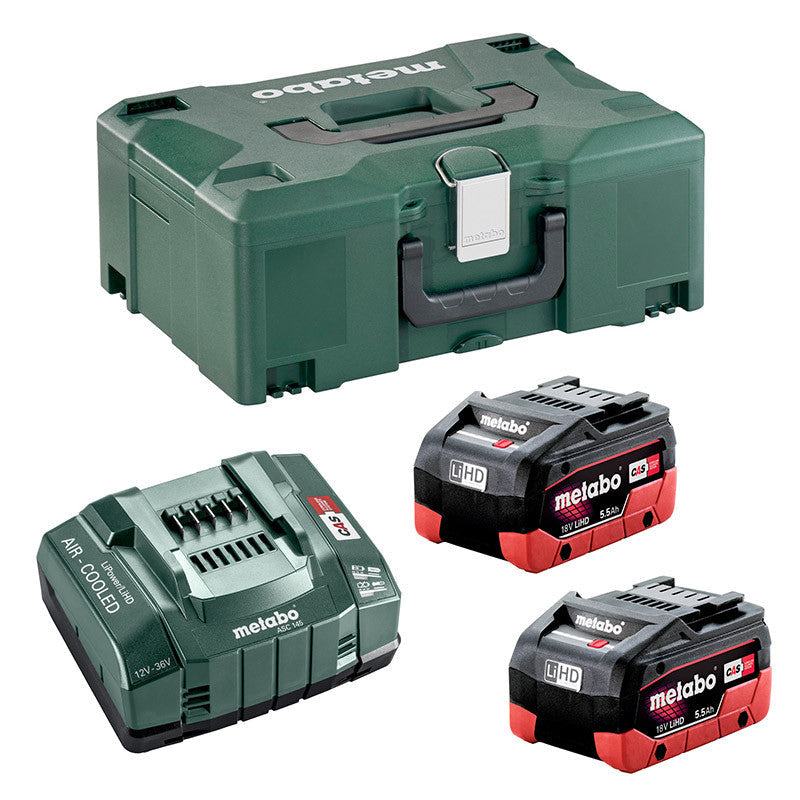 Pack Energie METABO 2 Batterie 5,5 Ah LiHD + Chargeur ASC 145 + Coffret metaBOX