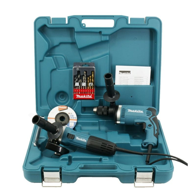 Pack Perceuse à percussion HP1631 (710W) + Meuleuse GA5030R (125mm) MAKITA DK0050X1 en coffret