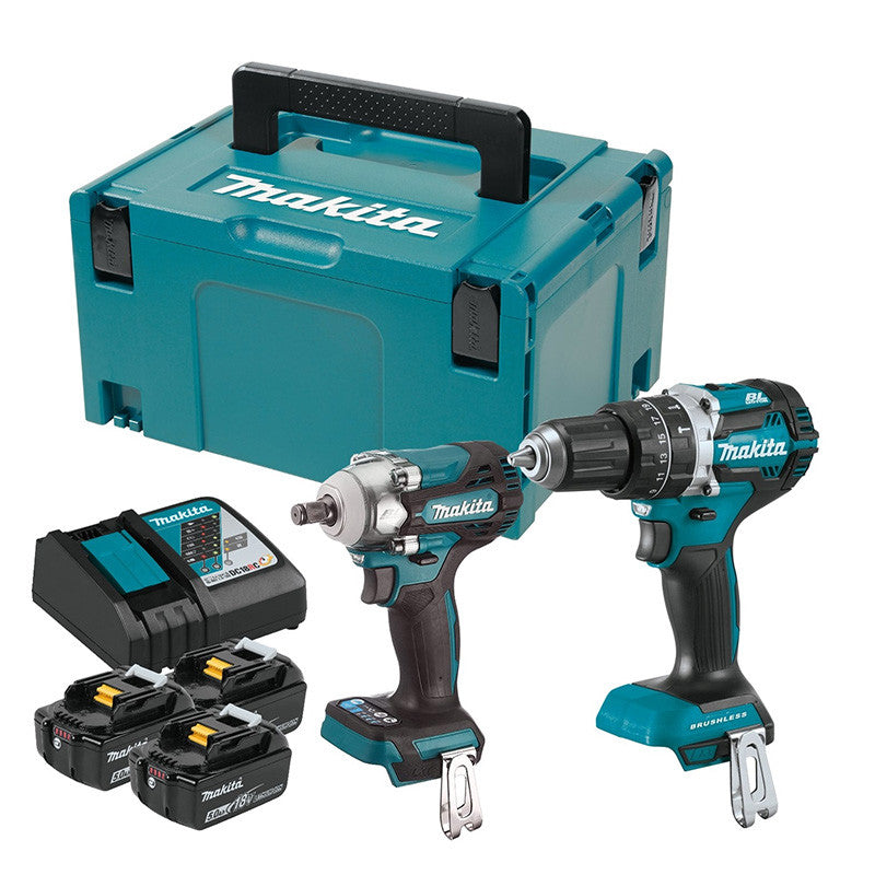 Pack 2 outils Perceuse - Boulonneuse MAKITA DLX2359TJ1 - 18V + 3 batteries 5Ah et chargeur