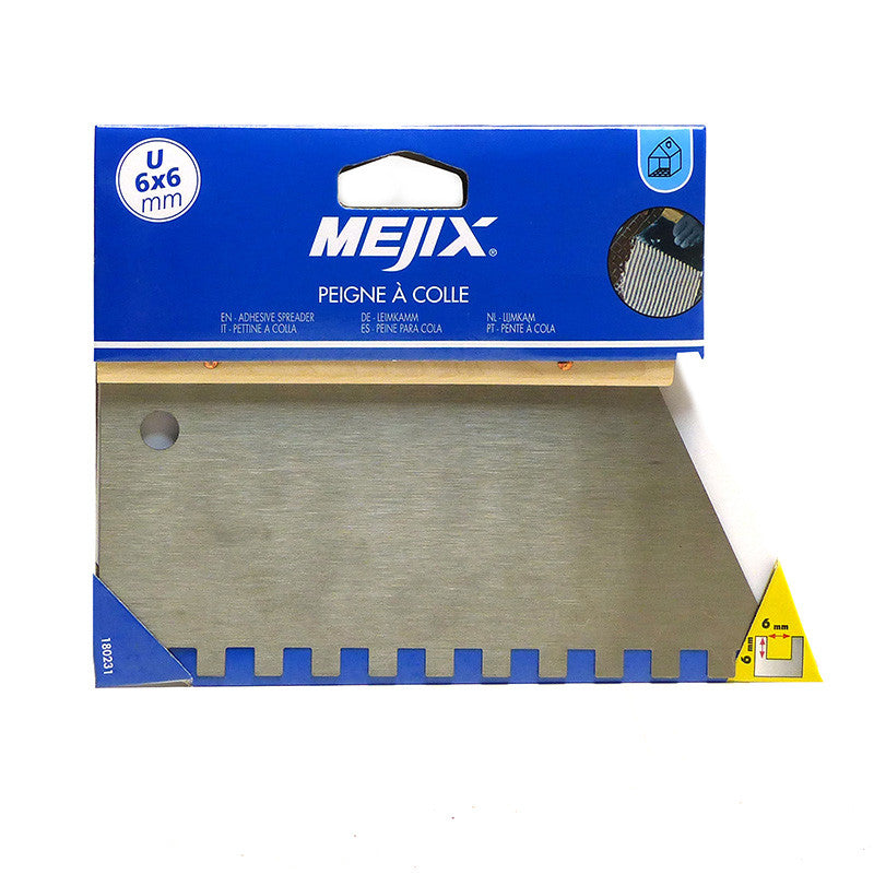 Peigne à colle manche bois MEJIX 180231 - 220 mm U 6 x 6