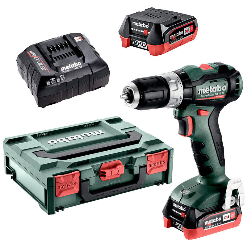 Perceuse à percussion sans fil 12V POWERMAXX SB 12 BL 2X4AH LIHD - METABO - 601046800 - CHARGEUR ASC 55 + METABOX 118