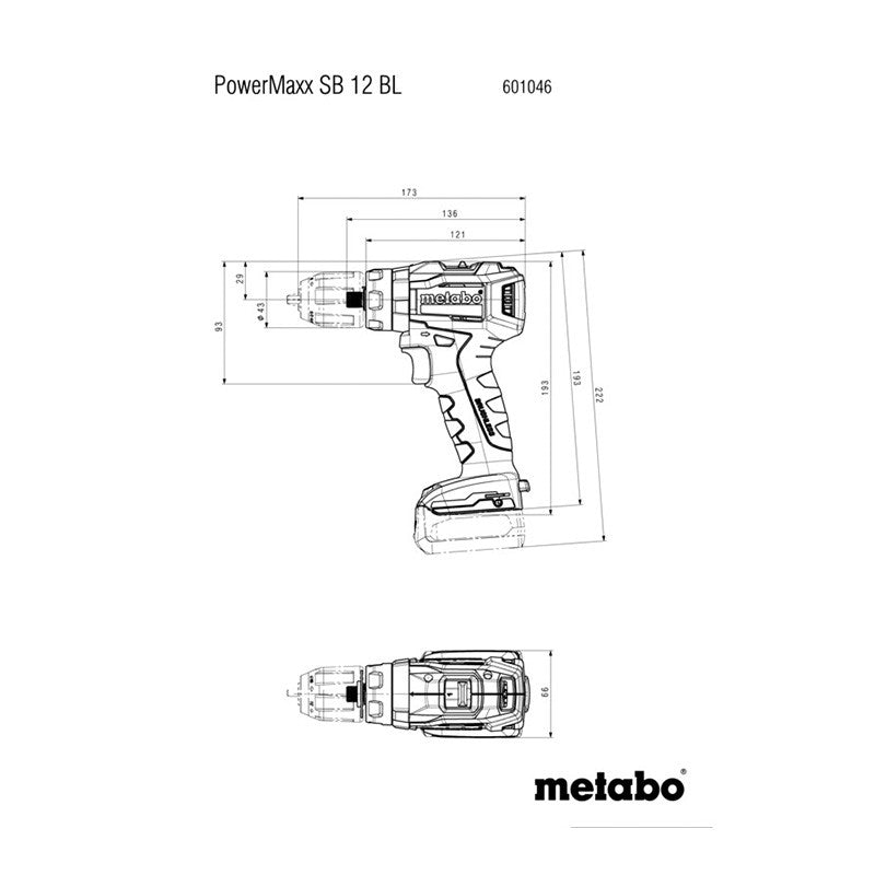 Perceuse à percussion sans fil 12V POWERMAXX SB 12 BL 2X4AH LIHD - METABO - 601046800 - CHARGEUR ASC 55 + METABOX 118