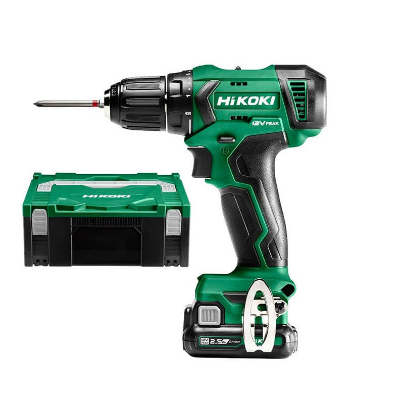 Perceuse-visseuse 12V Peak 2 x 2,5Ah - HIKOKI -DS12DAWEZ - 38Nm 2 batteries + 1 chargeur + Hitcase II