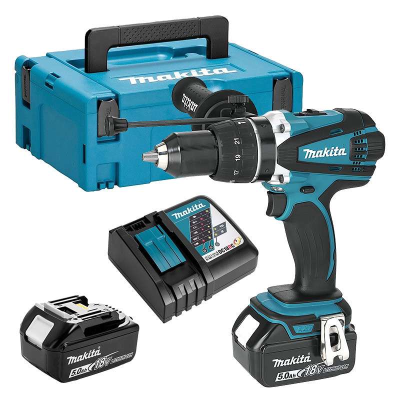 Perceuse Visseuse à Percussion MAKITA DHP458RTJ 18 V Li-ion 2 x 5.0 Ah
