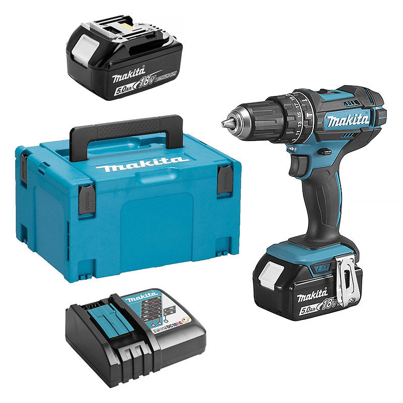 Perceuse visseuse à percussion MAKITA DHP482RTJ 18 V Li-Ion 5 Ah Ø 13 mm