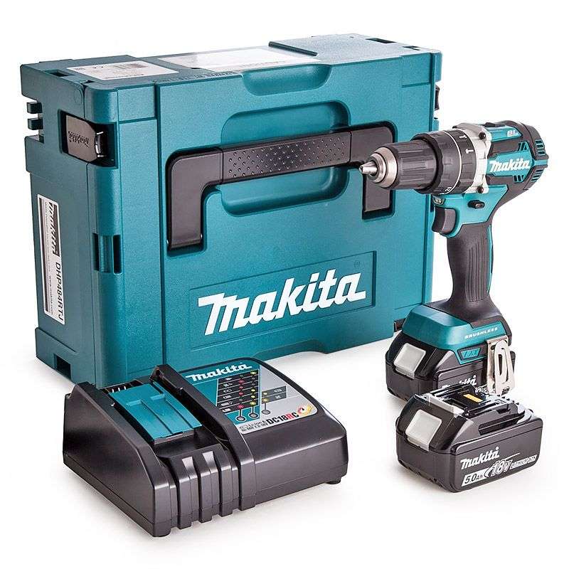 Perceuse Visseuse à Percussion MAKITA DHP484RTJ 18V Li-ion Ø13mm (2 x 5Ah) + chargeur + Mak-Pack complet