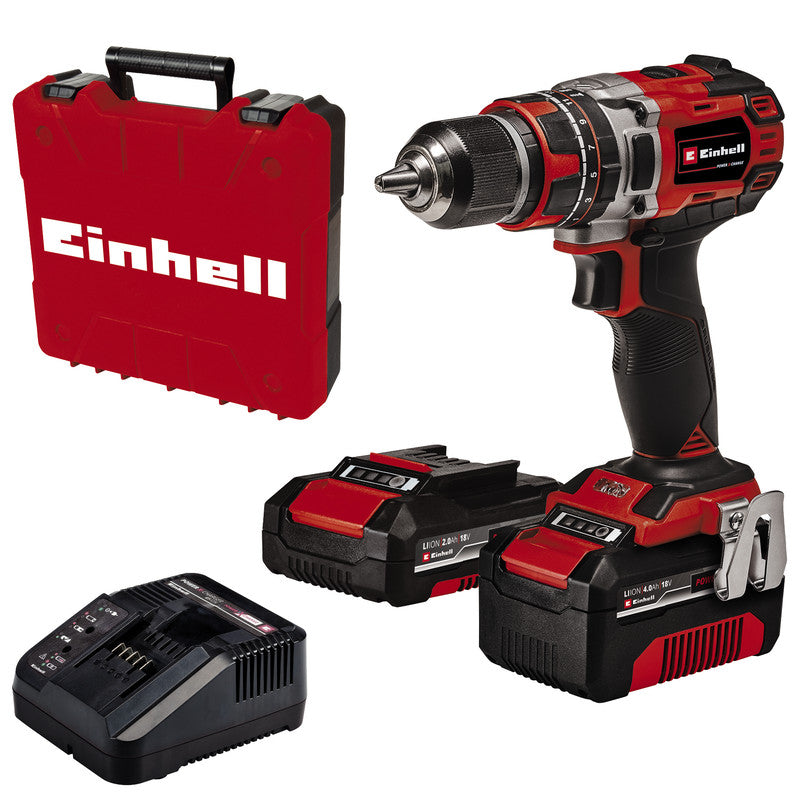 Perceuse Visseuse à percussion sans fil 18V 50Nm EINHELL TE-CD 18/50 Li-i BL - avec 2 Batteries (2.0Ah + 4.0Ah) + 1 Chargeur