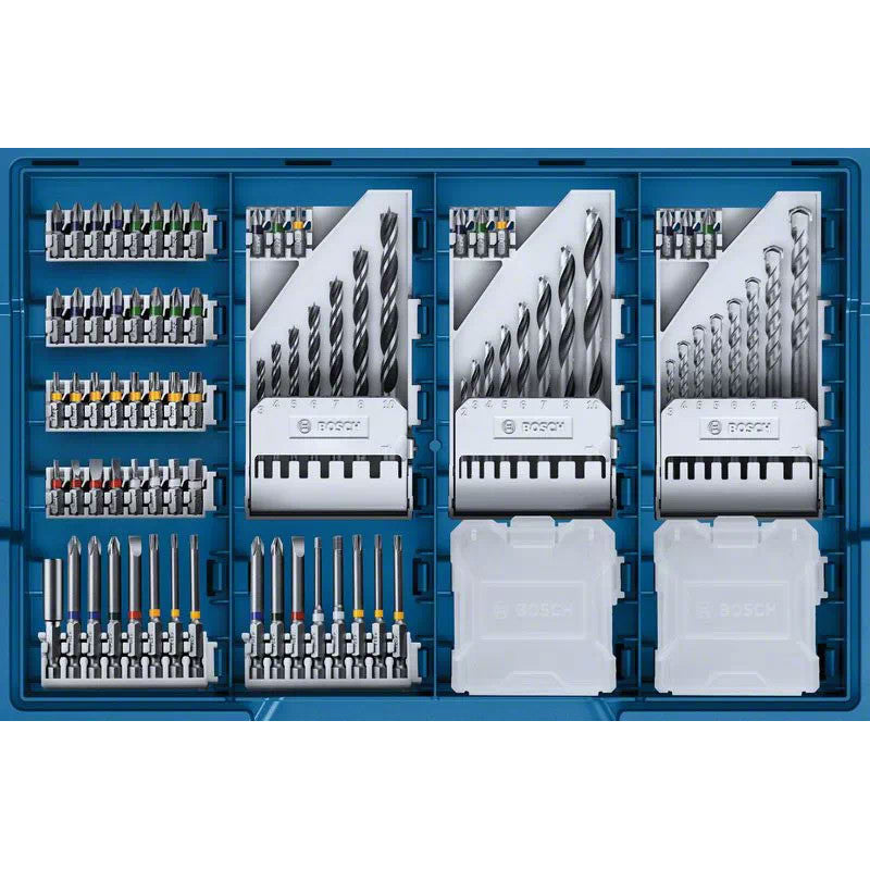 Perceuse Visseuse à percussion sans fil BOSCH 06019H110C GSB 18V-21 Professional (2 x 4,0Ah) avec 82 accessoires