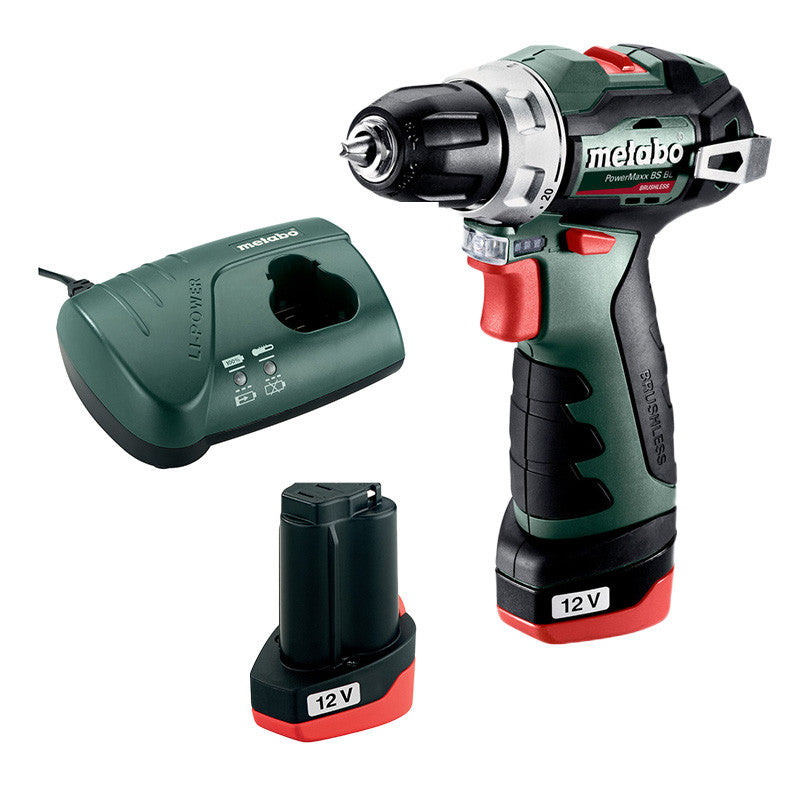 Perceuse visseuse sans fil 12 V PowerMaxx BS BL Q 2 x 2Ah Li-Power - METABO - 601721500 - Chargeur LC40, coffret