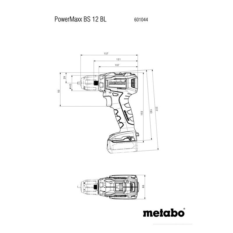 Perçeuse visseuse sans fil 12V POWERMAXX BS 12 BL 2X2Ah LI-POWER - METABO - 601044500 - CHARGEUR SC 30 + METABOX 118