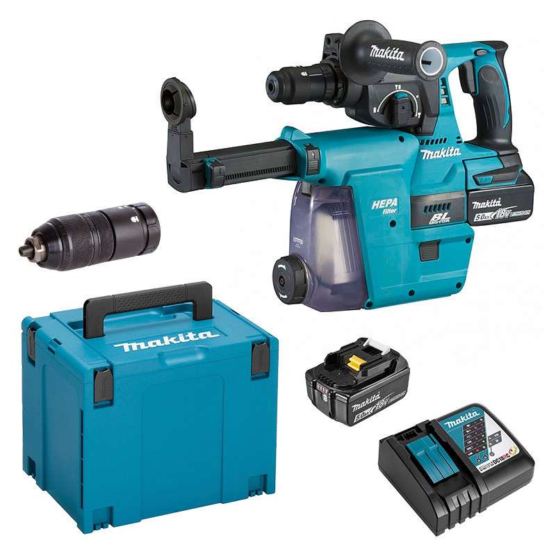 Perfo-burineur MAKITA DHR243RTJW SDS-Plus 18V Li-Ion (2x5Ah) 24 mm