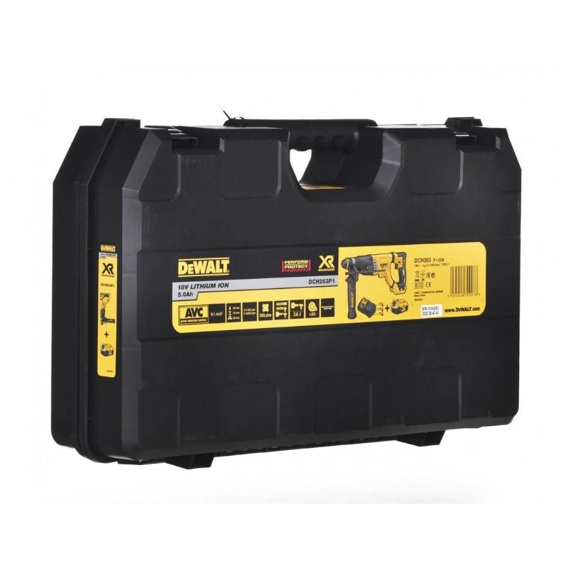 Perforateur burineur SDS-plus 18V DEWALT DCH263P1 avec coffret et une batterie 5,0 Ah