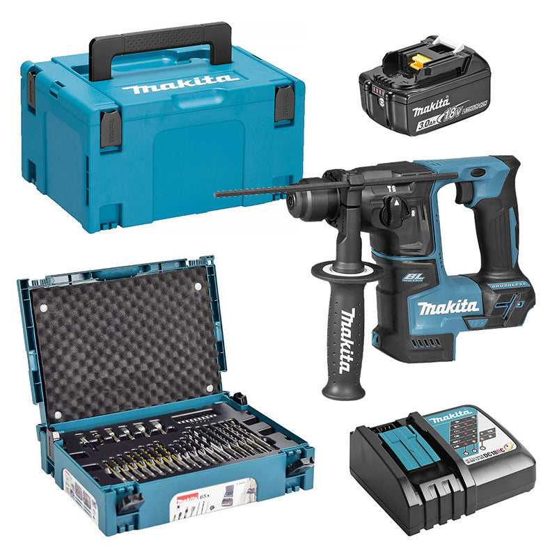 Perforateur MAKITA DHR171FJX1 SDS-Plus 18V (1 x 3Ah) Li-Ion 17mm + Coffret 65 pièces