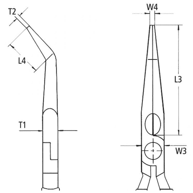 Pince à becs demi-ronds KNIPEX 26 26 200 200mm coudés à 40