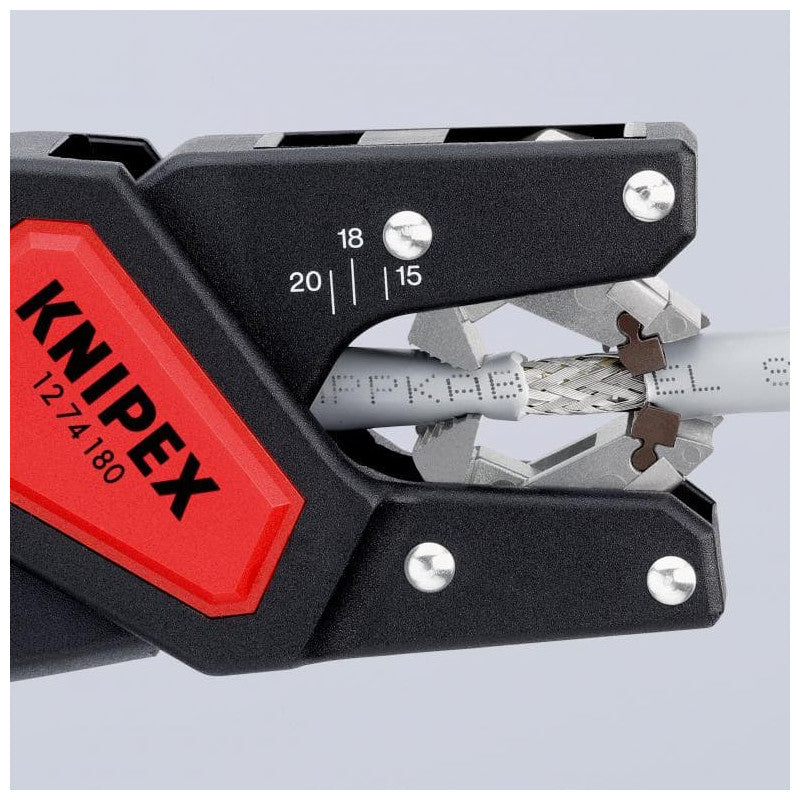 Pince à dégainer automatique KNIPEX 12 74 180 SB pour câbles électriques
