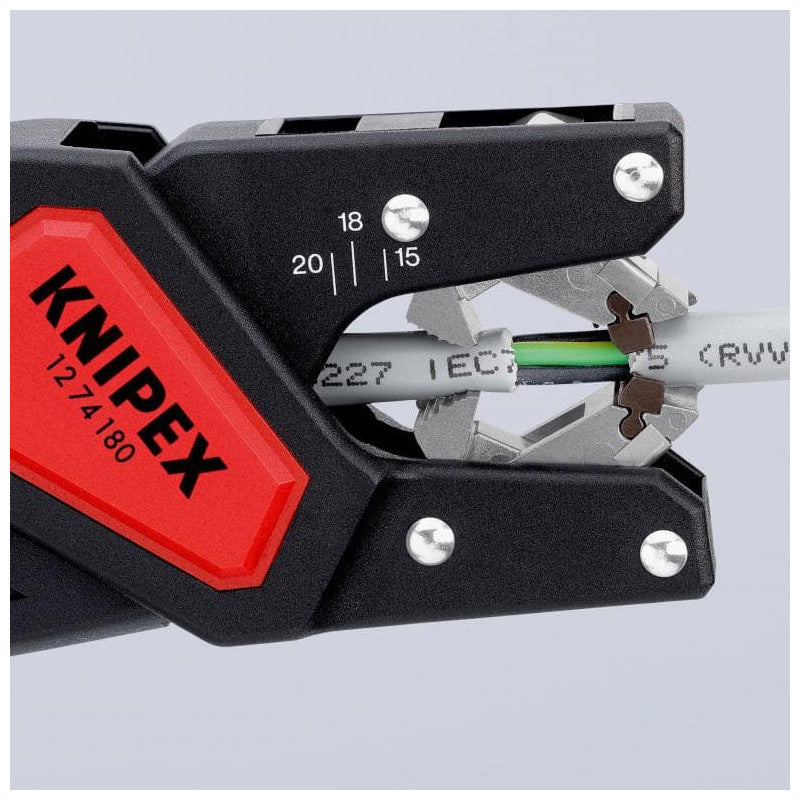 Pince à dégainer automatique KNIPEX 12 74 180 SB pour câbles électriques