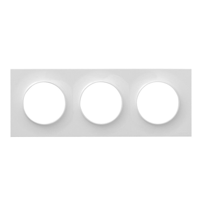 Plaque de finition clipsable SCHNEIDER Odace S510706 - 3 postes - entraxes Ø 71 mm- blanc