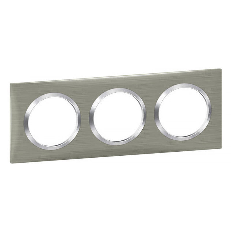 Plaque LEGRAND Dooxie 3 postes carré inox