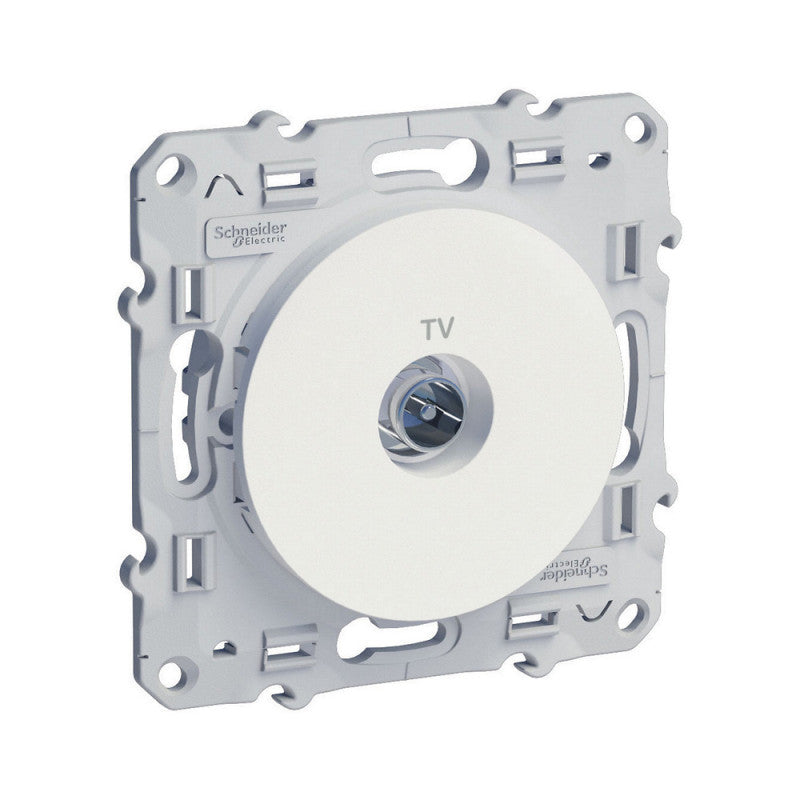 Prise TV encastrable connecteur mâle SCHNEIDER Odace S520453- 9,52 mm - blanc