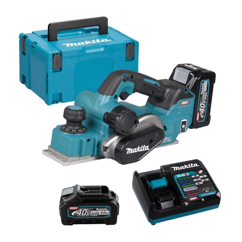 Rabot à battue 40V max 82 mm XGT MAKITA KP001GM201 2 x 4,0Ah + chargeur en coffret MakPac
