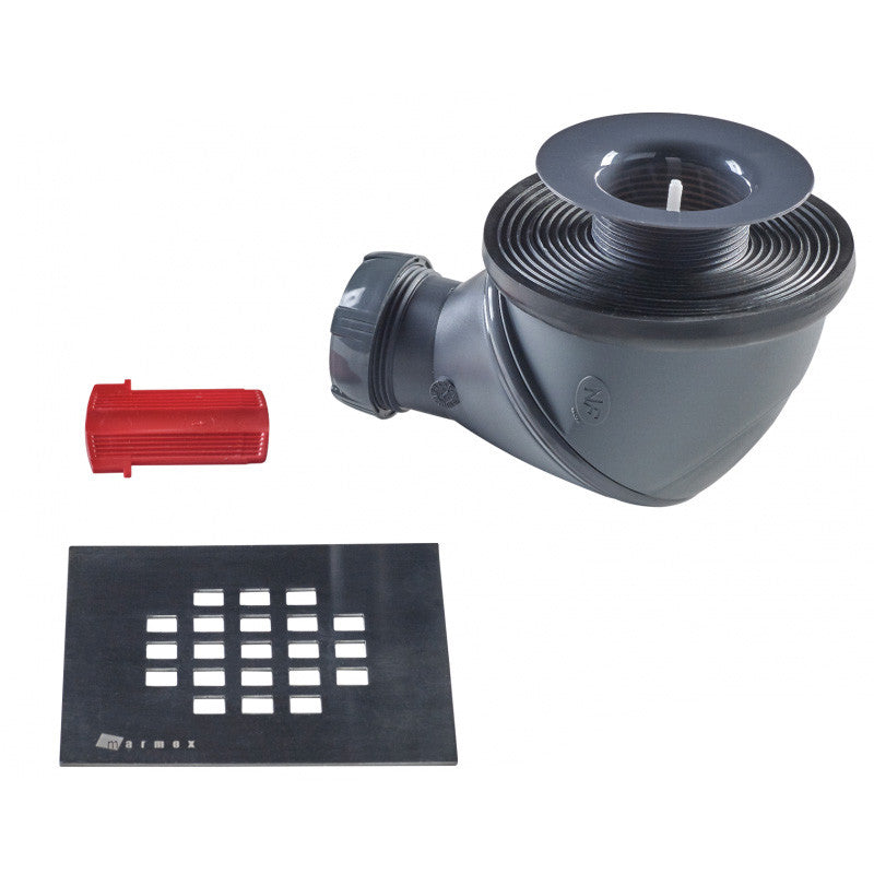 Receveur à carreler 185x90cm MARMOX RC18590FLAT - Avec grille carrée centrée