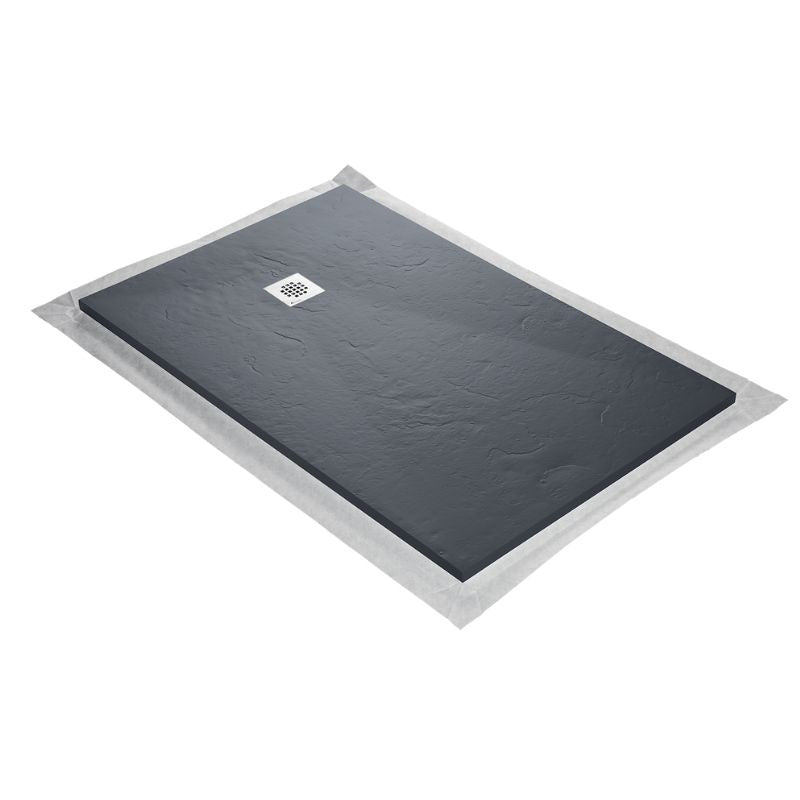 Receveur résine extra-plat 120x90cm MARMOX RC12090LITE-7015 - Grille acier inox - Gris imitation ardoise