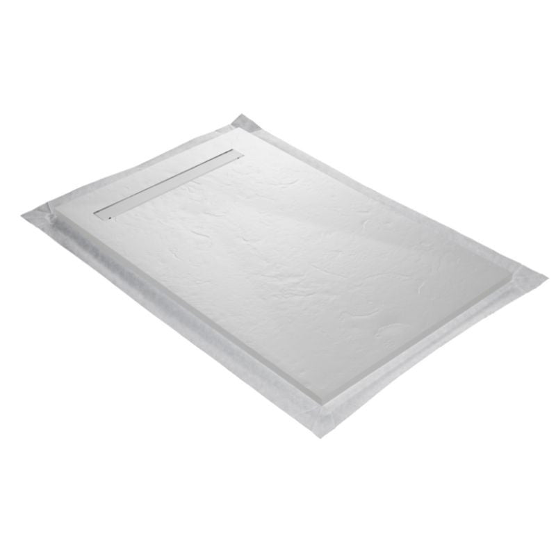 Receveur résine extra-plat 140x90cm MARMOX RC14090LITE-9010 - Grille acier inox - Blanc imitation ardoise