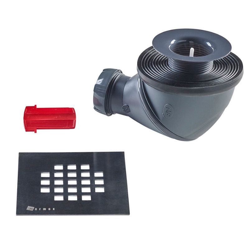 Receveur résine extra-plat 140x90cm MARMOX RC14090LITE-9010 - Grille acier inox - Blanc imitation ardoise