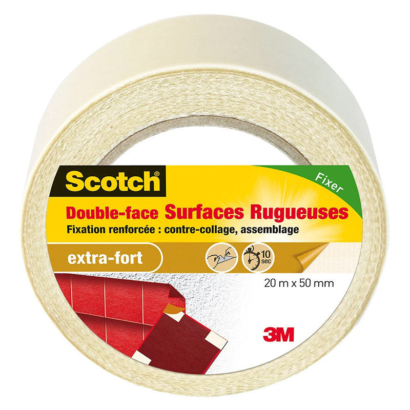 Ruban adhésif double face surfaces rugueuses - 20mx50mm 3M SCOTCH 1498420