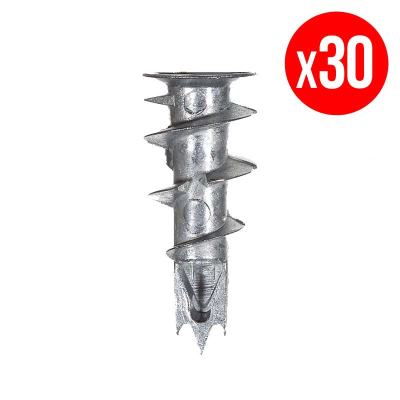 Sachet de 30 chevilles autoperceuses FISCHER 520181 métal GKM-S - pour matériaux creux - 35 mm