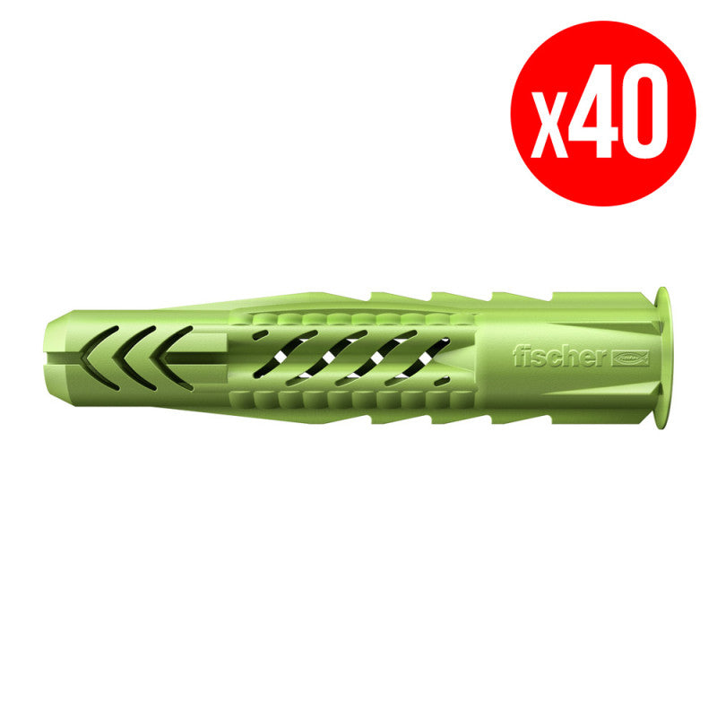 Sachet de 40 chevilles universelles UX GREEN FISCHER 524855 Ø6 x 50 mm sans vis