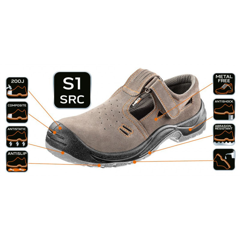 Sandales de travail en daim NEO TOOLS 82-080 S1 SRC