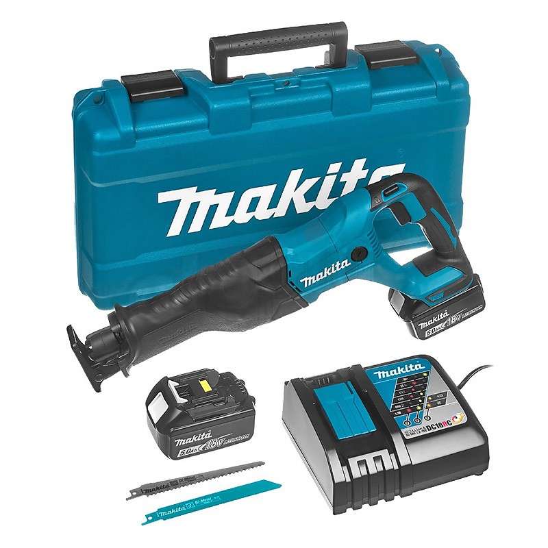 Scie Sabre MAKITA DJR186RTE 18 V Li-ion (2x5Ah) + Coffret