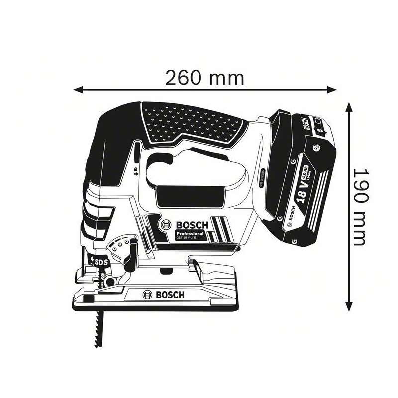 Scie sauteuse BOSCH 06015A6100 - GST 18 V-LI B Professional 18V (vendu sans batterie)