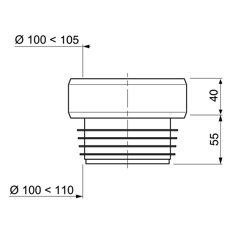 Sortie de cuvette droite WIRQUIN 1312360 - Ø 100 / Ø 105mm