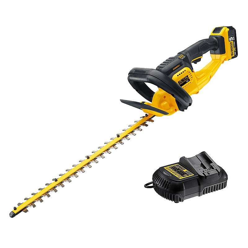Taille-haie 18V DEWALT DCM563P1-QW avec une batterie 5,0 Ah + Chargeur