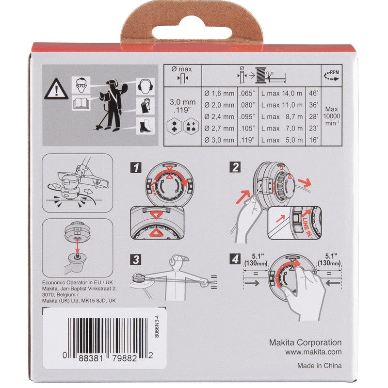 Tête de débroussailleuse 2,7 mm / 4 m UR013G MAKITA 1911Y2-9