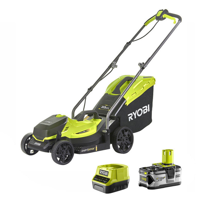 Tondeuse 18V RYOBI RLM18X33B40 - Ø coupe 33 cm - ramassage et mulching - 1 bat Li-Ion 4,0 Ah + chargeur rapide