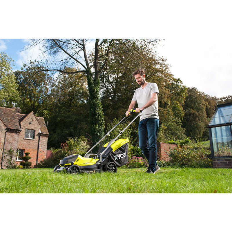 Tondeuse 18V RYOBI RLM18X33B40 - Ø coupe 33 cm - ramassage et mulching - 1 bat Li-Ion 4,0 Ah + chargeur rapide