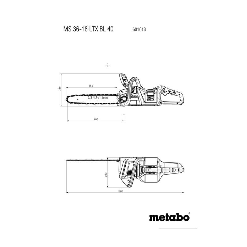 Tronçonneuse sans fil METABO MS 36-18 LTX BL 40 - 18V - 40cm (vendu sans batterie)