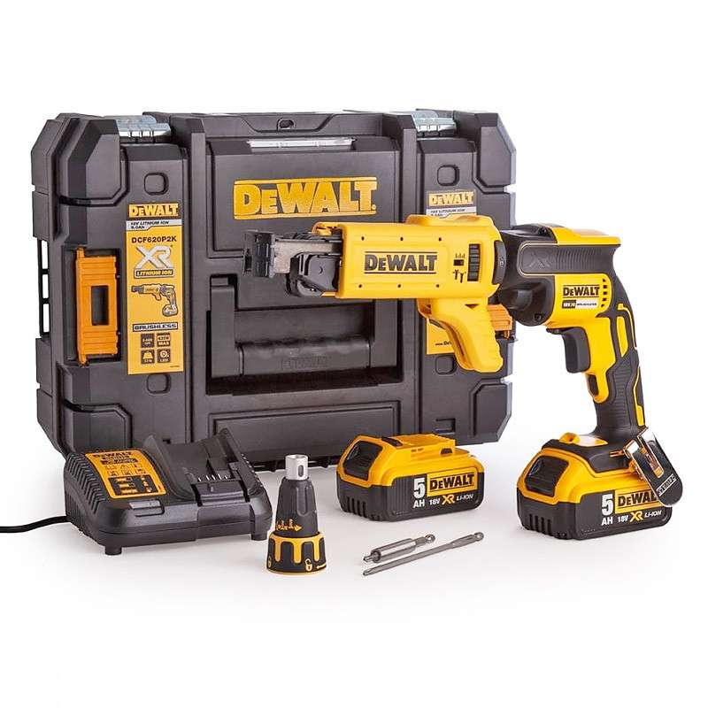 Visseuse à placo 18V DEWALT DCF620P2K-QW Brushless avec coffret, 2 batteries 5,0 Ah et un chargeur pour vis à bande