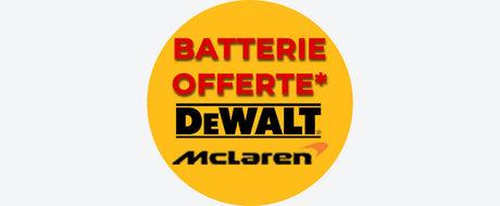 1 batterie DEWALT OFFERTE pour l'achat d'un produit DEWALT édition limitée McLaren